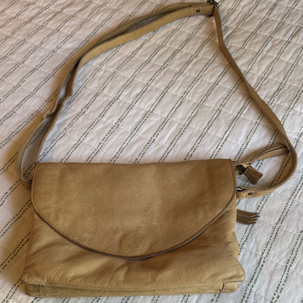 latico Tan Leather Crossbody with Tassel Accent